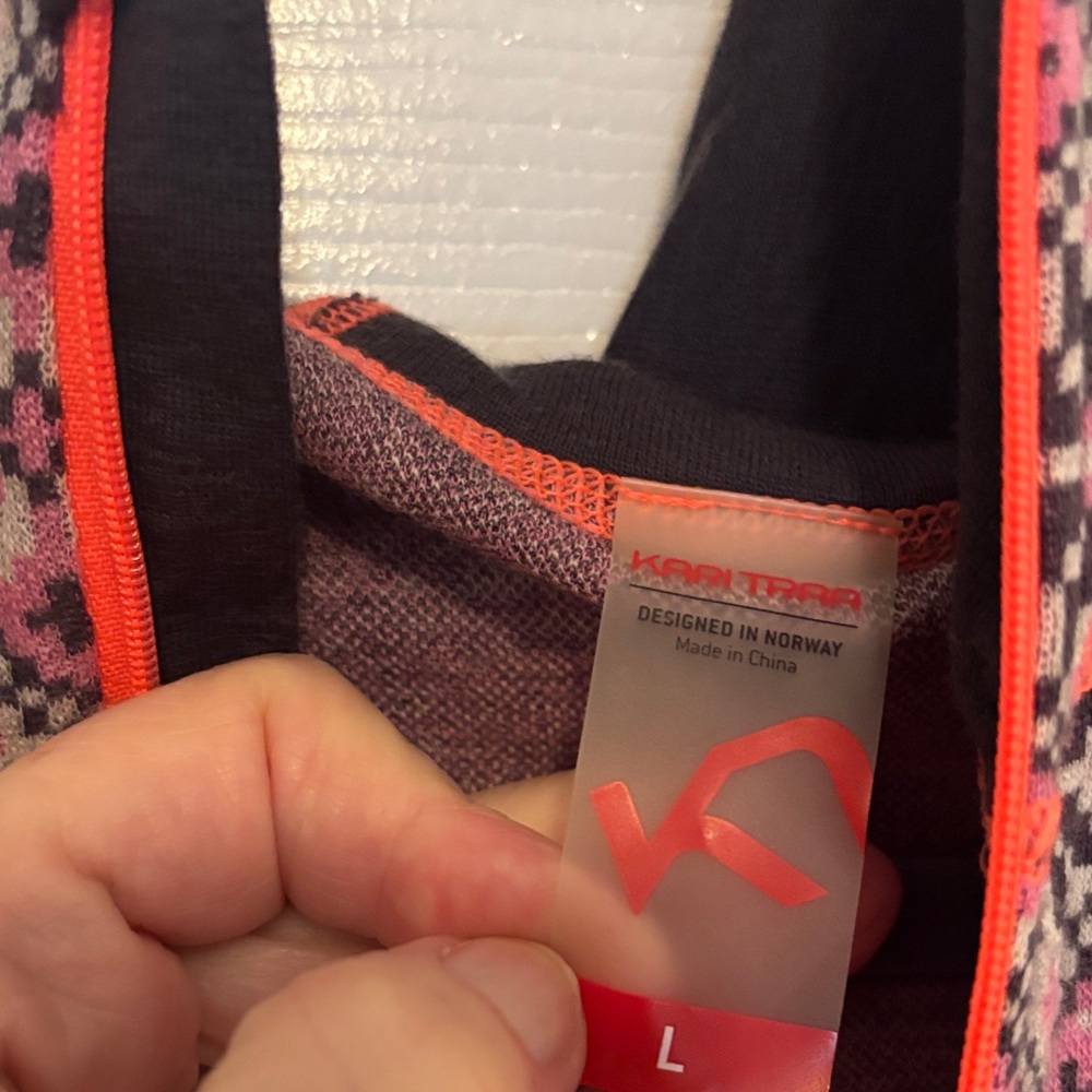 Kari Traa Pink and Black Wool Patterned Half-Zip Hoodie - Picture 2 of 10
